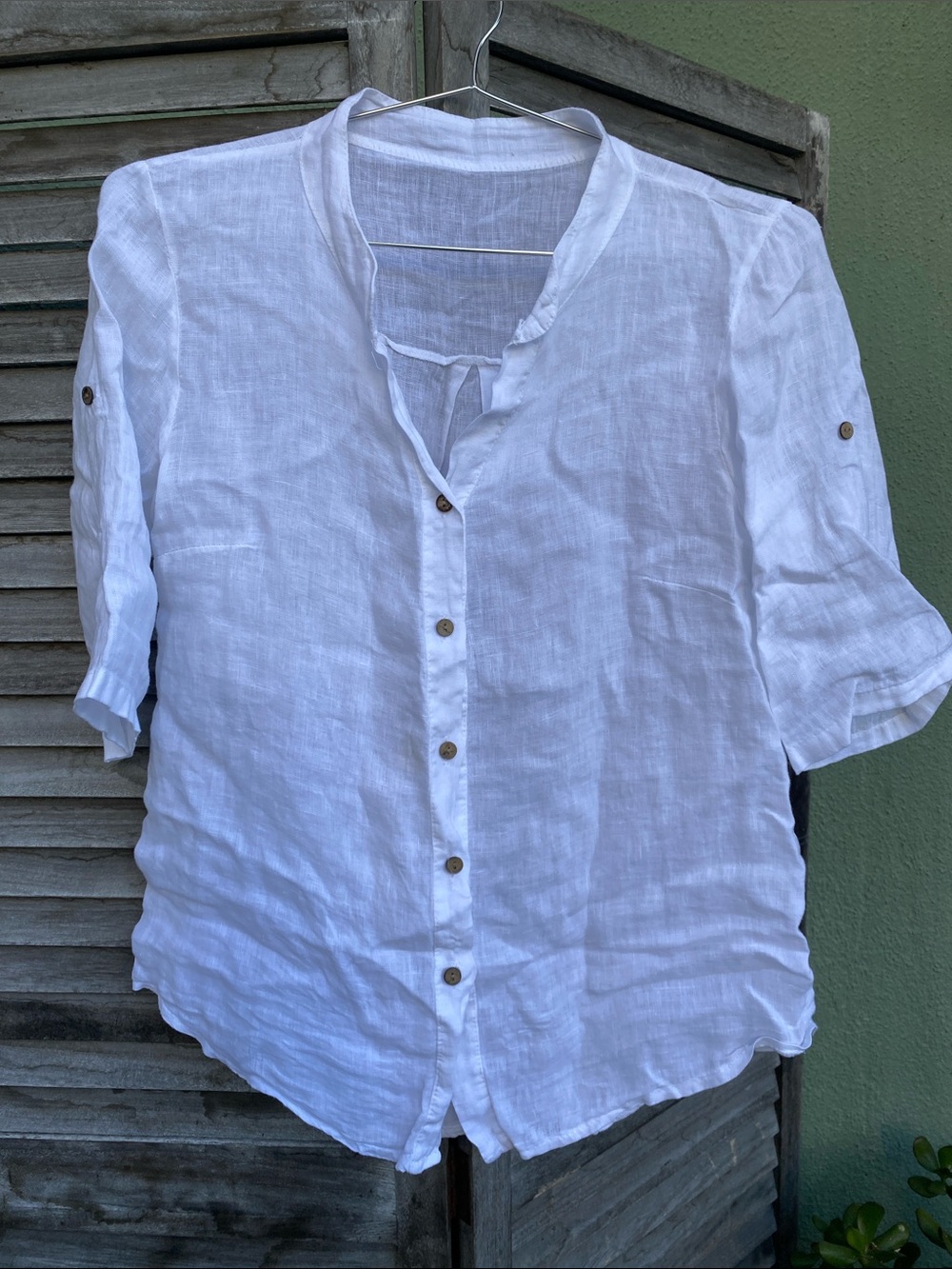 Classic White Linen Button-Down Shirt for Women
